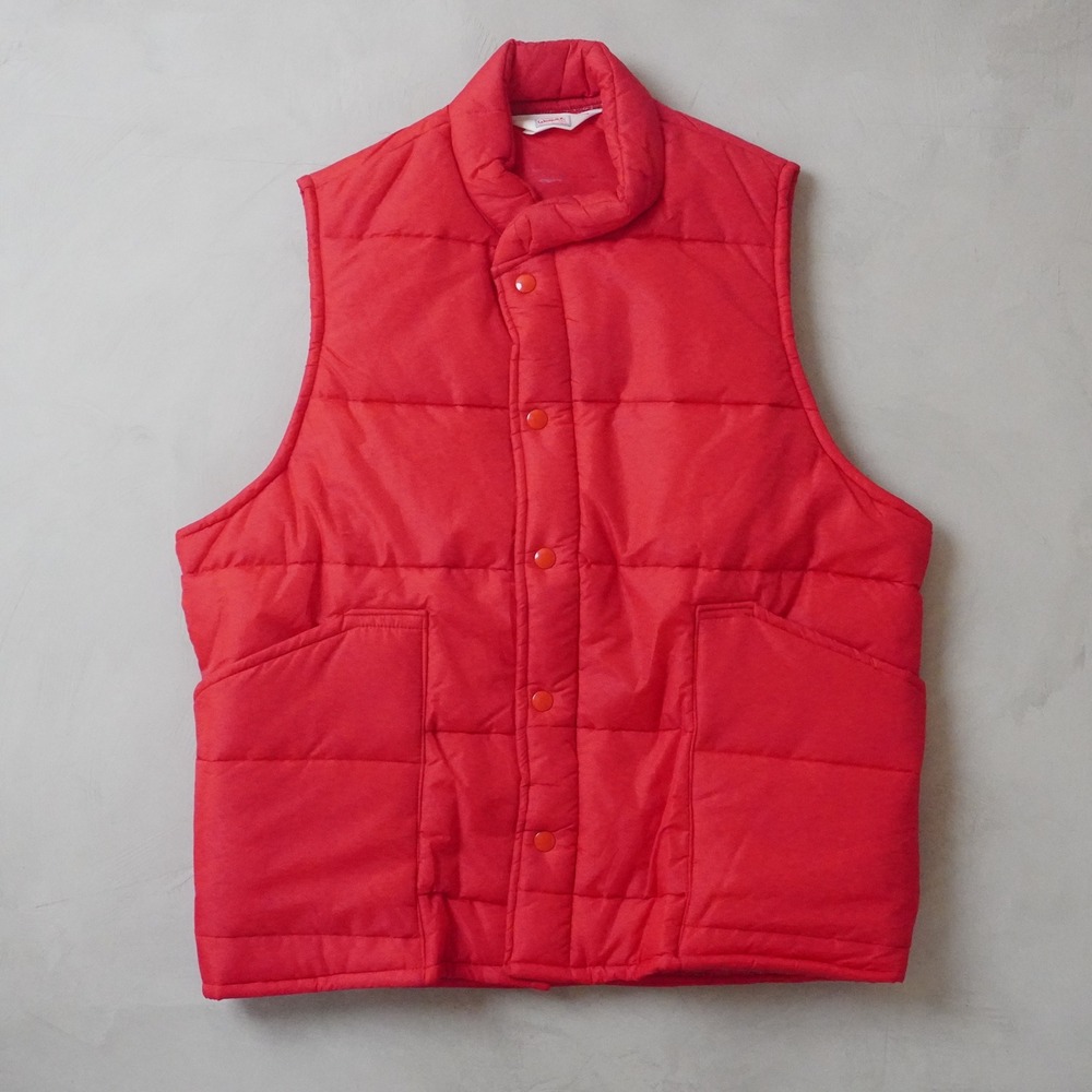 Vintage Warwick Puffer Vest Medium Mens 80s Red Nylon Quilted Made in USA
